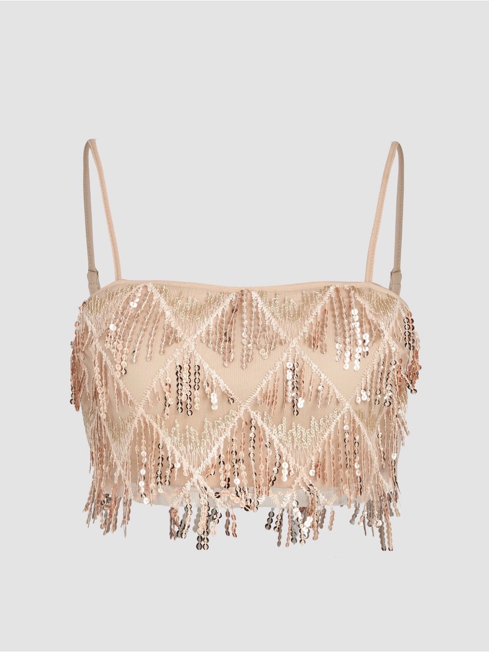 Cider Sequins Tassel Crop Cami Top and Skirt - Picture 2 of 6